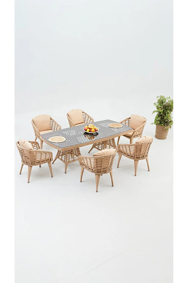 Linda Bahçe Balkon Masa Takımı 6 Kişilik